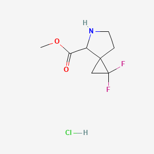 molecular formula C8H12ClF2NO2 B2978284 Methyl 2,2-difluoro-5-azaspiro[2.4]heptane-4-carboxylate;hydrochloride CAS No. 2243510-17-8