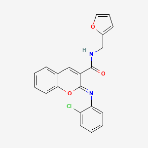 molecular formula C21H15ClN2O3 B2978293 (2Z)-2-[(2-chlorophenyl)imino]-N-(furan-2-ylmethyl)-2H-chromene-3-carboxamide CAS No. 1327181-19-0