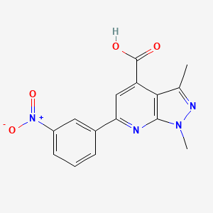 molecular formula C15H12N4O4 B2978298 1,3-dimethyl-6-(3-nitrophenyl)-1H-pyrazolo[3,4-b]pyridine-4-carboxylic acid CAS No. 886503-31-7