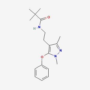 molecular formula C18H25N3O2 B2978299 N-[2-(1,3-dimethyl-5-phenoxy-1H-pyrazol-4-yl)ethyl]-2,2-dimethylpropanamide CAS No. 477711-50-5