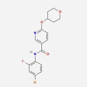 molecular formula C17H16BrFN2O3 B2978302 N-(4-bromo-2-fluorophenyl)-6-((tetrahydro-2H-pyran-4-yl)oxy)nicotinamide CAS No. 2034276-63-4