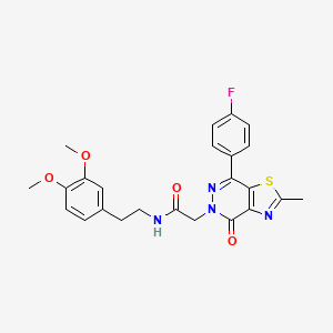 molecular formula C24H23FN4O4S B2978309 N-(3,4-二甲氧基苯乙基)-2-(7-(4-氟苯基)-2-甲基-4-氧代噻唑并[4,5-d]嘧啶-5(4H)-基)乙酰胺 CAS No. 954013-16-2