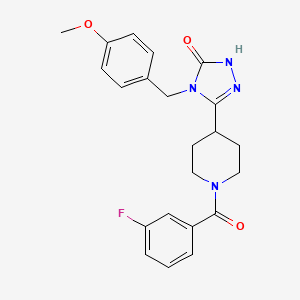 molecular formula C22H23FN4O3 B2978314 5-[1-(3-fluorobenzoyl)piperidin-4-yl]-4-(4-methoxybenzyl)-2,4-dihydro-3H-1,2,4-triazol-3-one CAS No. 1775526-12-9