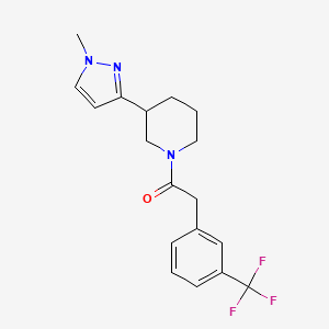 molecular formula C18H20F3N3O B2978318 1-(3-(1-methyl-1H-pyrazol-3-yl)piperidin-1-yl)-2-(3-(trifluoromethyl)phenyl)ethanone CAS No. 2034461-27-1