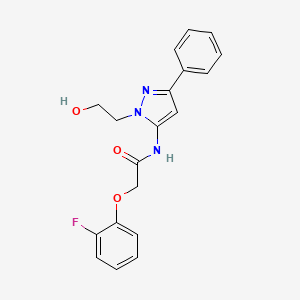 2-(2-fluorophenoxy)-N-(1-(2-hydroxyethyl)-3-phenyl-1H-pyrazol-5-yl)acetamide