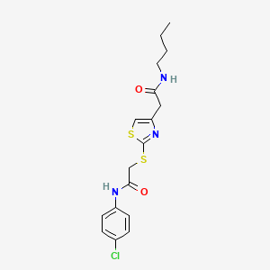 molecular formula C17H20ClN3O2S2 B2978333 N-butyl-2-(2-((2-((4-chlorophenyl)amino)-2-oxoethyl)thio)thiazol-4-yl)acetamide CAS No. 954074-69-2