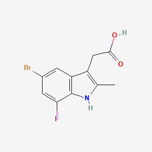 molecular formula C11H9BrFNO2 B2978335 (5-溴-7-氟-2-甲基-1H-吲哚-3-基)乙酸 CAS No. 383131-71-3