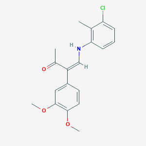 molecular formula C19H20ClNO3 B2978337 (Z)-4-(3-chloro-2-methylanilino)-3-(3,4-dimethoxyphenyl)but-3-en-2-one CAS No. 339017-39-9