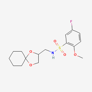 molecular formula C16H22FNO5S B2978346 N-(1,4-dioxaspiro[4.5]decan-2-ylmethyl)-5-fluoro-2-methoxybenzenesulfonamide CAS No. 899730-29-1
