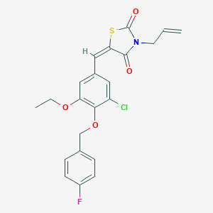 molecular formula C22H19ClFNO4S B297835 (5E)-5-{3-chloro-5-ethoxy-4-[(4-fluorobenzyl)oxy]benzylidene}-3-(prop-2-en-1-yl)-1,3-thiazolidine-2,4-dione 