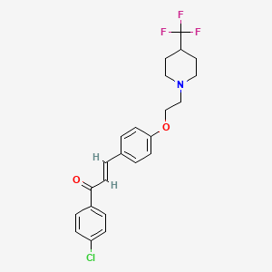 molecular formula C23H23ClF3NO2 B2978350 (E)-1-(4-氯苯基)-3-(4-{2-[4-(三氟甲基)哌啶基]乙氧基}苯基)-2-丙烯-1-酮 CAS No. 2065711-47-7