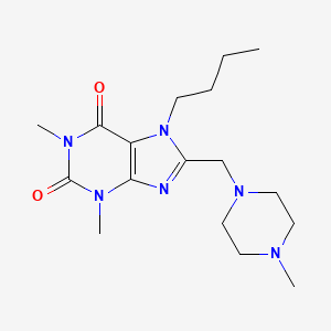 molecular formula C17H28N6O2 B2978351 7-Butyl-1,3-dimethyl-8-[(4-methylpiperazin-1-yl)methyl]purine-2,6-dione CAS No. 851937-63-8