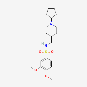 molecular formula C19H30N2O4S B2978358 N-((1-cyclopentylpiperidin-4-yl)methyl)-3,4-dimethoxybenzenesulfonamide CAS No. 953209-12-6