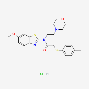 molecular formula C23H28ClN3O3S2 B2978361 N-(6-methoxybenzo[d]thiazol-2-yl)-N-(2-morpholinoethyl)-2-(p-tolylthio)acetamide hydrochloride CAS No. 1216656-39-1