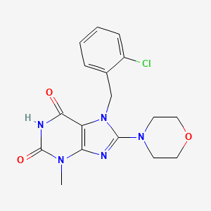 molecular formula C17H18ClN5O3 B2978370 7-(2-chlorobenzyl)-3-methyl-8-morpholino-1H-purine-2,6(3H,7H)-dione CAS No. 330202-47-6