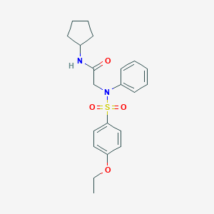 molecular formula C21H26N2O4S B297841 N-cyclopentyl-2-{[(4-ethoxyphenyl)sulfonyl]anilino}acetamide 