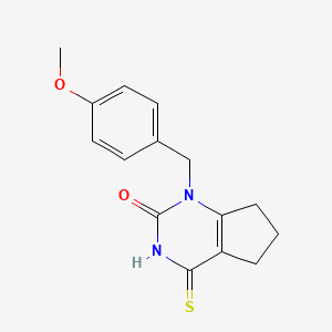 molecular formula C15H16N2O2S B2978429 1-(4-methoxybenzyl)-4-thioxo-3,4,6,7-tetrahydro-1H-cyclopenta[d]pyrimidin-2(5H)-one CAS No. 920410-90-8
