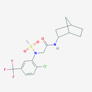 molecular formula C17H20ClF3N2O3S B297843 N~1~-bicyclo[2.2.1]hept-2-yl-N~2~-[2-chloro-5-(trifluoromethyl)phenyl]-N~2~-(methylsulfonyl)glycinamide 