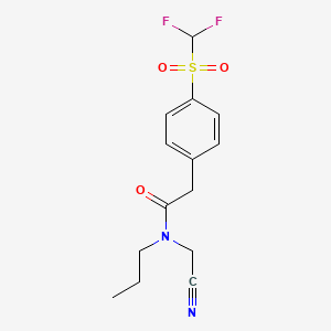 molecular formula C14H16F2N2O3S B2978434 N-(氰基甲基)-2-[4-(二氟甲磺酰)苯基]-N-丙基乙酰胺 CAS No. 1436189-25-1