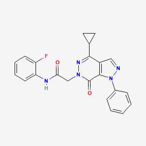 molecular formula C22H18FN5O2 B2978436 2-(4-环丙基-7-氧代-1-苯基-1H-吡唑并[3,4-d]嘧啶-6(7H)-基)-N-(2-氟苯基)乙酰胺 CAS No. 1105225-01-1