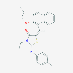 molecular formula C26H26N2O2S B297844 3-Ethyl-2-[(4-methylphenyl)imino]-5-[(2-propoxy-1-naphthyl)methylene]-1,3-thiazolidin-4-one 