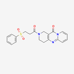 molecular formula C20H19N3O4S B2978454 2-(3-(phenylsulfonyl)propanoyl)-3,4-dihydro-1H-dipyrido[1,2-a:4',3'-d]pyrimidin-11(2H)-one CAS No. 2034412-74-1
