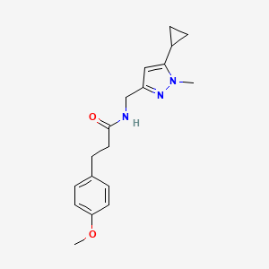 molecular formula C18H23N3O2 B2978458 N-((5-环丙基-1-甲基-1H-吡唑-3-基)甲基)-3-(4-甲氧基苯基)丙酰胺 CAS No. 1448062-92-7