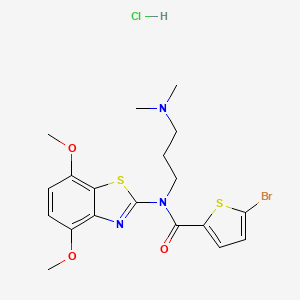 molecular formula C19H23BrClN3O3S2 B2978461 5-溴-N-(4,7-二甲氧基苯并[d]噻唑-2-基)-N-(3-(二甲氨基)丙基)噻吩-2-甲酰胺盐酸盐 CAS No. 1321873-87-3