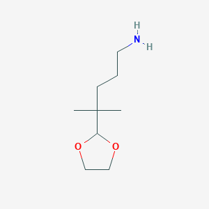 molecular formula C9H19NO2 B2978464 4-(1,3-Dioxolan-2-yl)-4-methylpentan-1-amine CAS No. 37414-85-0