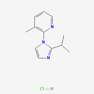 molecular formula C12H16ClN3 B2978476 3-Methyl-2-(2-propan-2-ylimidazol-1-yl)pyridine;hydrochloride CAS No. 2380069-70-3