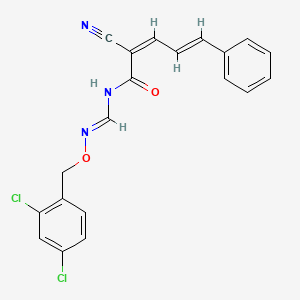 molecular formula C20H15Cl2N3O2 B2978478 2-氰基-N-({[(2,4-二氯苄基)氧代]亚氨基}甲基)-5-苯基-2,4-戊二烯酰胺 CAS No. 338976-40-2