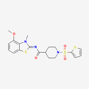 (E)-N-(4-methoxy-3-methylbenzo[d]thiazol-2(3H)-ylidene)-1-(thiophen-2-ylsulfonyl)piperidine-4-carboxamide