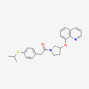 molecular formula C24H26N2O2S B2978487 2-(4-(Isopropylthio)phenyl)-1-(3-(quinolin-8-yloxy)pyrrolidin-1-yl)ethanone CAS No. 2034241-98-8