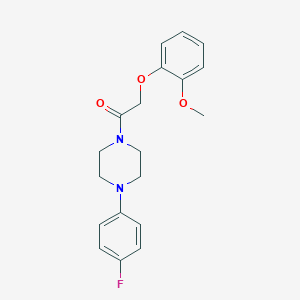 molecular formula C19H21FN2O3 B297849 1-[4-(4-Fluorophenyl)piperazin-1-yl]-2-(2-methoxyphenoxy)ethanone 