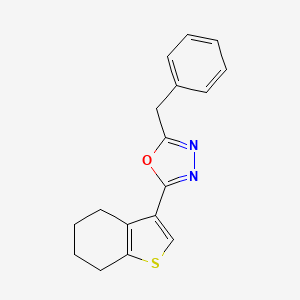 molecular formula C17H16N2OS B2978492 2-Benzyl-5-(4,5,6,7-tetrahydrobenzo[b]thiophen-3-yl)-1,3,4-oxadiazole CAS No. 1081126-57-9