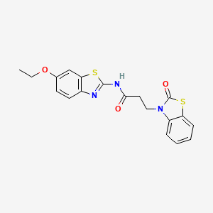 molecular formula C19H17N3O3S2 B2978500 N-(6-ethoxy-1,3-benzothiazol-2-yl)-3-(2-oxo-1,3-benzothiazol-3-yl)propanamide CAS No. 853751-80-1