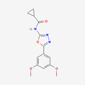 molecular formula C14H15N3O4 B2978504 N-(5-(3,5-dimethoxyphenyl)-1,3,4-oxadiazol-2-yl)cyclopropanecarboxamide CAS No. 865287-00-9
