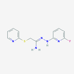 molecular formula C12H12FN5S B2978506 (Z)-N'-[(6-氟吡啶-2-基)氨基]-2-(吡啶-2-基硫基)乙酰胺 CAS No. 338405-63-3