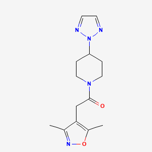 molecular formula C14H19N5O2 B2978507 1-(4-(2H-1,2,3-triazol-2-yl)piperidin-1-yl)-2-(3,5-dimethylisoxazol-4-yl)ethanone CAS No. 2200781-11-7