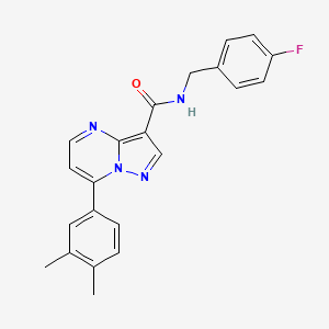 molecular formula C22H19FN4O B2978509 7-(3,4-dimethylphenyl)-N-(4-fluorobenzyl)pyrazolo[1,5-a]pyrimidine-3-carboxamide CAS No. 1031990-73-4
