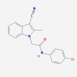 molecular formula C18H14BrN3O B297852 N-(4-bromophenyl)-2-(3-cyano-2-methyl-1H-indol-1-yl)acetamide 
