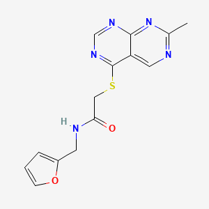 molecular formula C14H13N5O2S B2978522 N-(furan-2-ylmethyl)-2-((7-methylpyrimido[4,5-d]pyrimidin-4-yl)thio)acetamide CAS No. 1286696-13-6