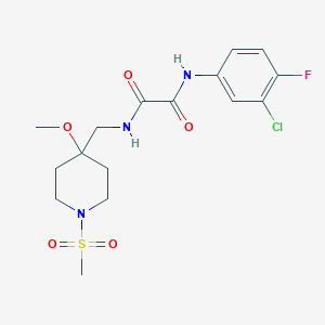 molecular formula C16H21ClFN3O5S B2978532 N'-(3-chloro-4-fluorophenyl)-N-[(1-methanesulfonyl-4-methoxypiperidin-4-yl)methyl]ethanediamide CAS No. 2415456-30-1