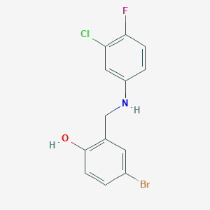 molecular formula C13H10BrClFNO B2978570 4-Bromo-2-{[(3-chloro-4-fluorophenyl)amino]methyl}phenol CAS No. 416865-40-2