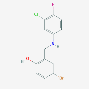 molecular formula C13H10BrClFNO B2978570 4-溴-2-{[(3-氯-4-氟苯基)氨基]甲基}苯酚 CAS No. 416865-40-2