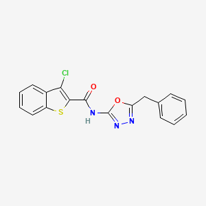 molecular formula C18H12ClN3O2S B2978590 N-(5-benzyl-1,3,4-oxadiazol-2-yl)-3-chlorobenzo[b]thiophene-2-carboxamide CAS No. 955233-97-3