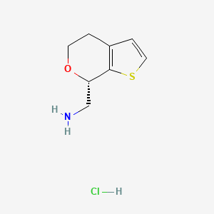 molecular formula C8H12ClNOS B2978592 [(7S)-5,7-二氢-4H-噻吩并[2,3-c]吡喃-7-基]甲胺；盐酸盐 CAS No. 1310422-39-9