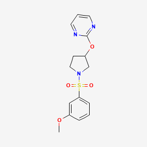 molecular formula C15H17N3O4S B2978603 2-((1-((3-Methoxyphenyl)sulfonyl)pyrrolidin-3-yl)oxy)pyrimidine CAS No. 2034497-79-3