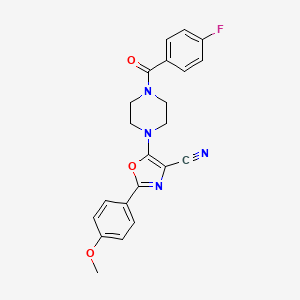 molecular formula C22H19FN4O3 B2978605 5-(4-(4-氟苯甲酰基)哌嗪-1-基)-2-(4-甲氧基苯基)恶唑-4-腈 CAS No. 903191-46-8