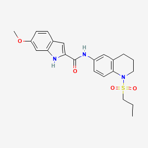 molecular formula C22H25N3O4S B2978627 6-methoxy-N-(1-(propylsulfonyl)-1,2,3,4-tetrahydroquinolin-6-yl)-1H-indole-2-carboxamide CAS No. 1448057-32-6